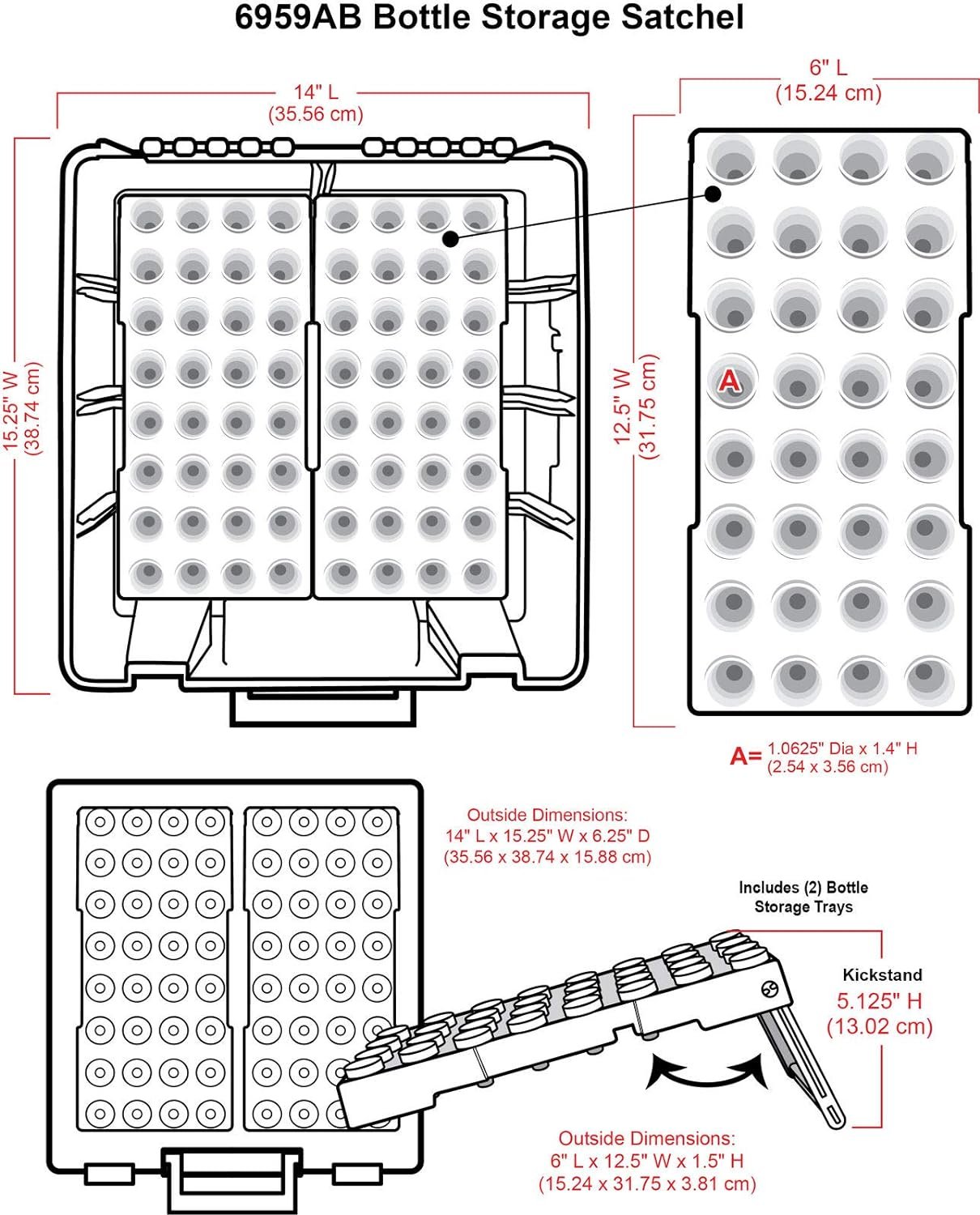 ArtBin 6959AB Bottle Storage Super Satchel, Portable Carrying Case - Organizes up to 32 individual 0.5oz Bottles, Clear