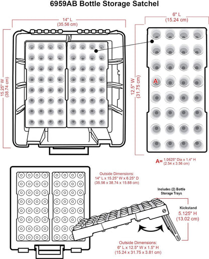 ArtBin 6959AB Bottle Storage Super Satchel, Portable Carrying Case - Organizes up to 32 individual 0.5oz Bottles, Clear