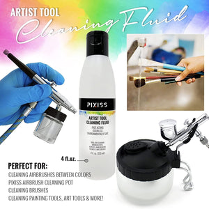 Jacquard Airbrush Paint Exciter Pack with Airbrush Cleaning Kit and Brush Cleaner Solution - Airbrush Clean Pot Glass Cleaning Jar with Holder, Air Brush Cleaner and Thinner & Accessories Kit