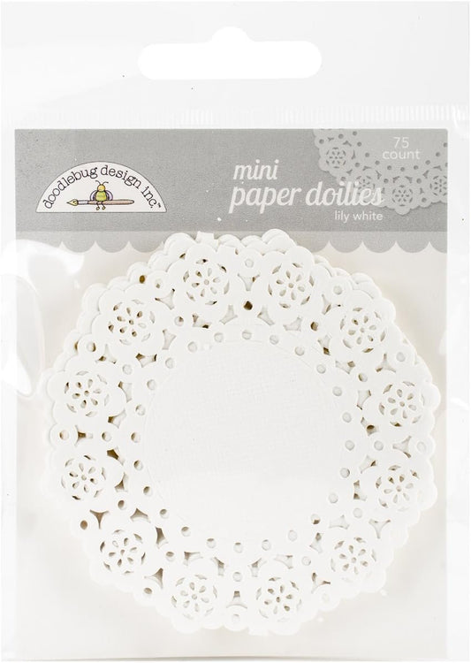 DOODLEBUG Mini Doilies (75 Pack), Lily White