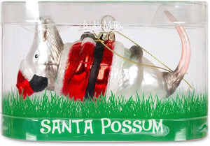 Mcphee Archie Santa Possum Hand-Blown Glass Ornament