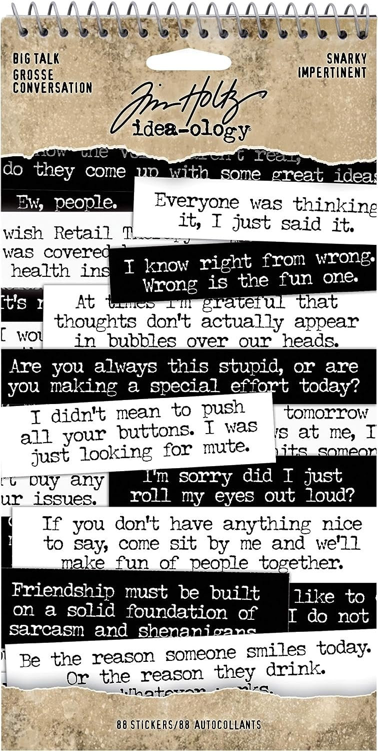 Tim Holtz, Advantus Big Talk Snarky Word Stickers, black and white