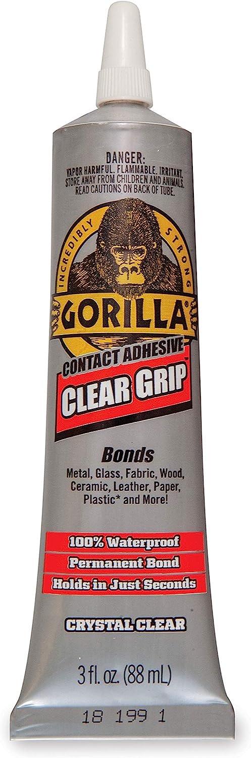 Gorilla Clear Grip Contact Adhesive, Waterproof, 3 Ounce