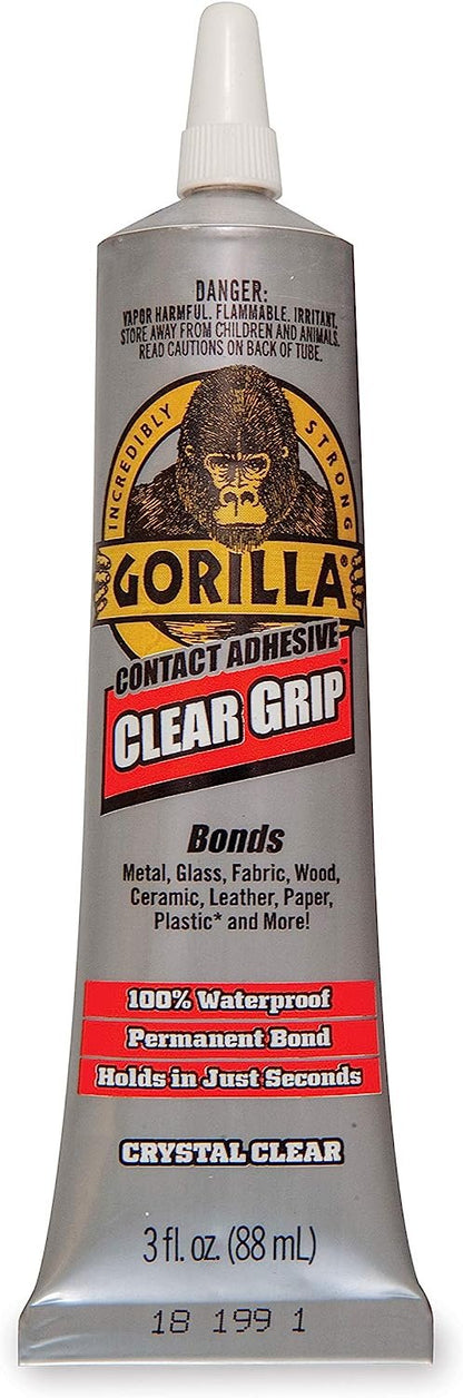 Gorilla Clear Grip Contact Adhesive, Waterproof, 3 Ounce