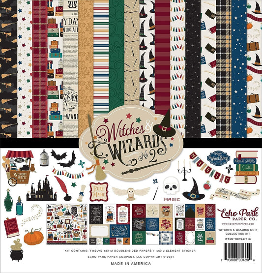 Echo Park Paper Company Witches & Wizards No.2 Collection Kit Paper, Multi, 12-x-12-Inch