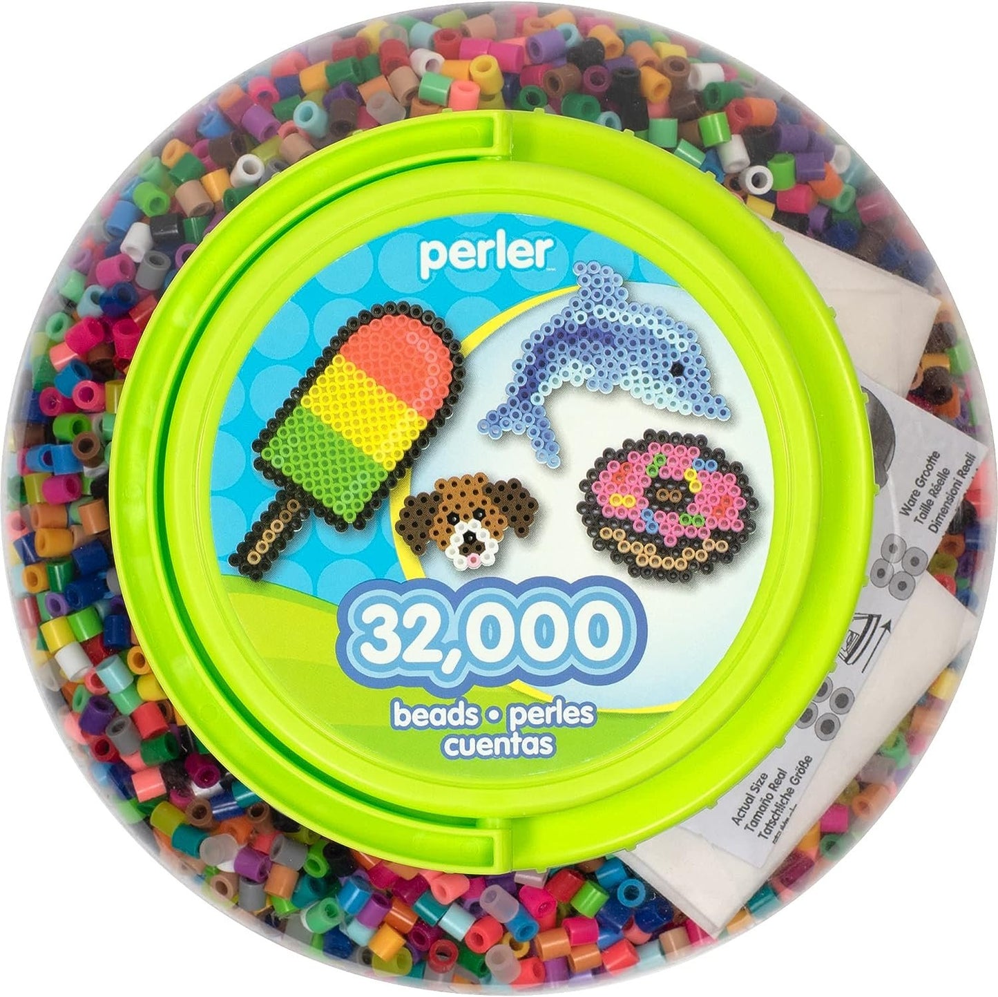 Perler Fuse Bead Craft Kit with Ironing Paper, Storage Container, and Instructions, Multicolor 32002 Piece