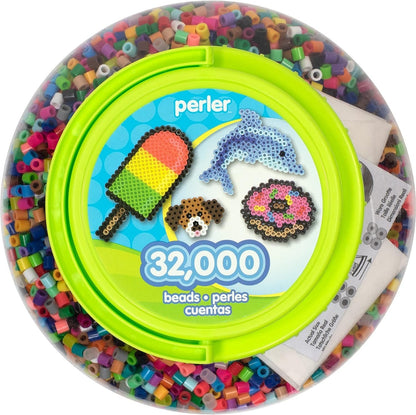 Perler Fuse Bead Craft Kit with Ironing Paper, Storage Container, and Instructions, Multicolor 32002 Piece