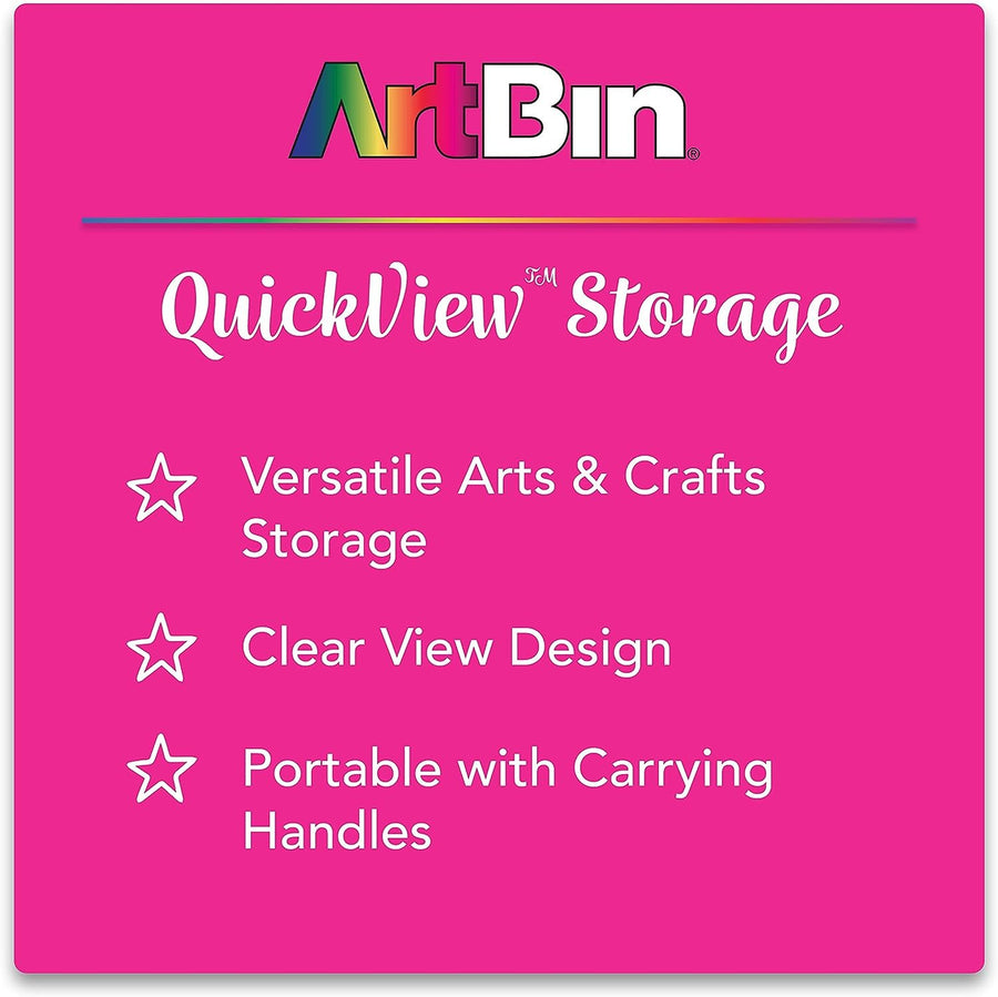 ArtBin 6977AB 12 inch Quick View Deep Base Carrying Case, Portable Art & Craft Organizer with Handle, [1] Plastic Storage Case, Translucent