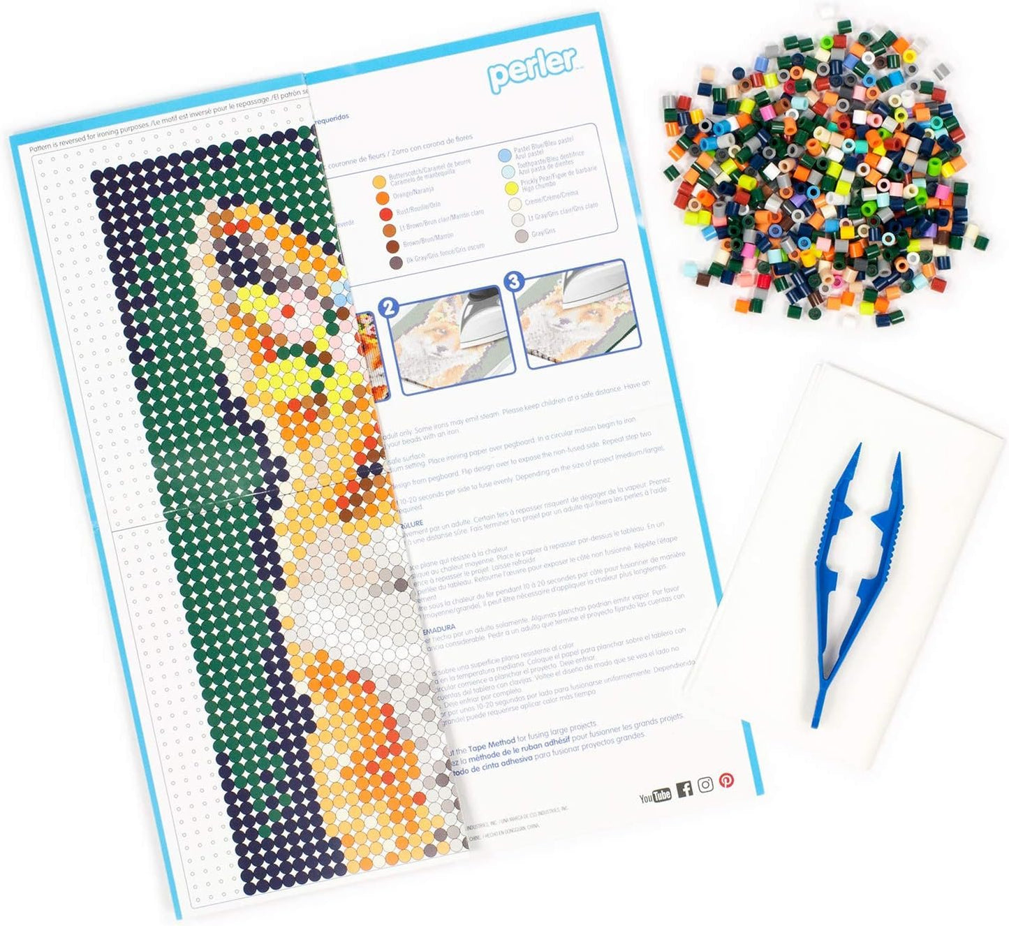 Perler Rainbow Terrier Dog Pattern and Fuse Bead Kit, 11'' x 11.5'', 3503pc