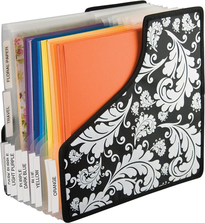 Storage Studios Projections Paper Holder with 10 Expandable Sections, 14.625 x 9 x 14.25 Inches, Black and White (CH92650)