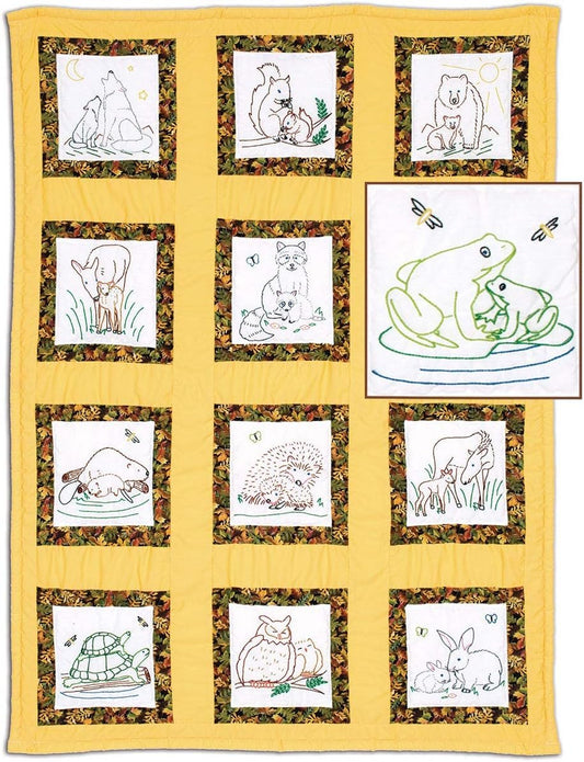 Jack Dempsey Needle Art Wilderness Animals Hand Embroidery, White