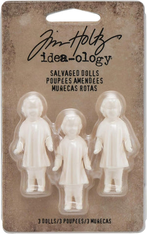 Salvaged Dolls by Tim Holtz Idea-ology, Pack of 3, 1.75 Inches Tall, White, TH93196