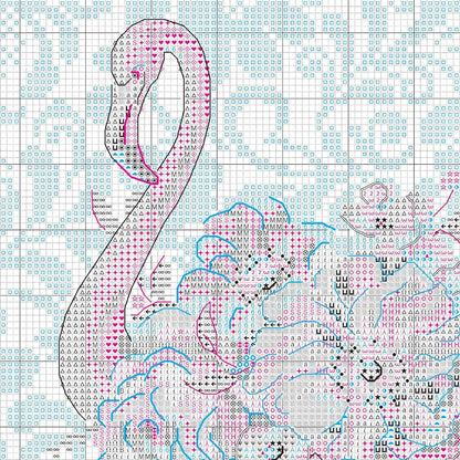 Dimensions Floral Flamingo Animal Counted Cross Stitch Set, 9" x 12", 14 Cnt. White Aida