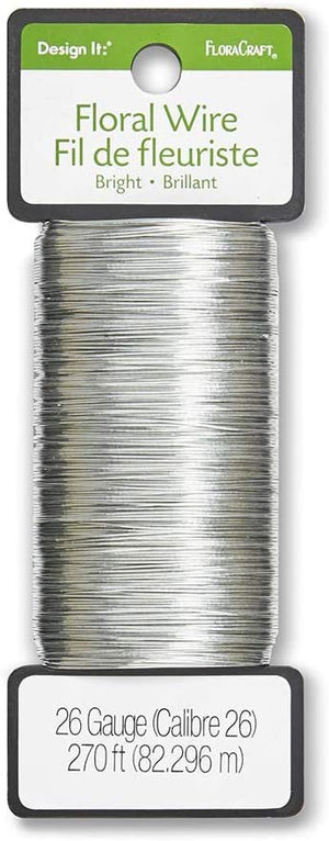 FloraCraft 26 Gauge Floral Wire 270 Feet Bright Silver