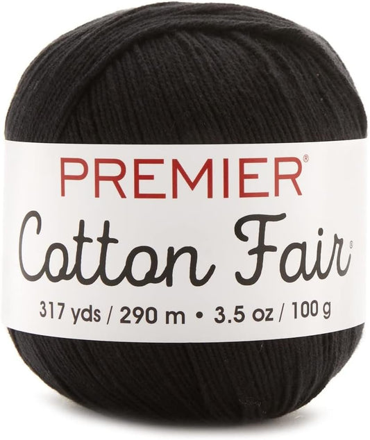 Premier Yarns Cotton Fair Solid Yarn, Black 317yds
