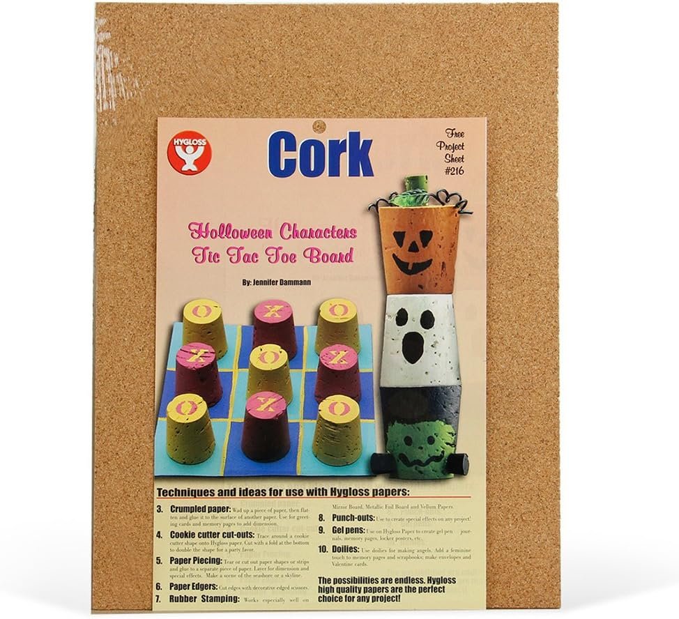 Hygloss Products Cork Sheets - 2 Mil Thick Corkboard Sheets - 8.5 x 11 Inches