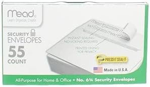 Mead Press-It Seal-It #6 3/4 Security Envelopes, 55 Count (75030)