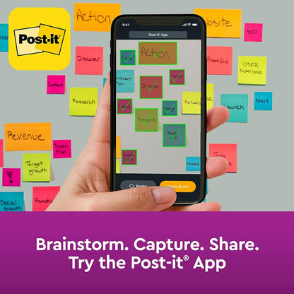 Post-it Super Sticky Notes,2x2 in, 8 Pads, 2x the Sticking Power, Supernova Neons Collection, Recyclable (622-8SSMIA)