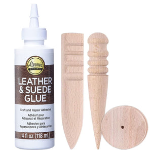 Leather Glue Adhesive - Aleenes Leather Fabric Glue for Patches, Upholstery, Tears, Canvas, Clothing, 3 Pack Burnishing Tool for Leather