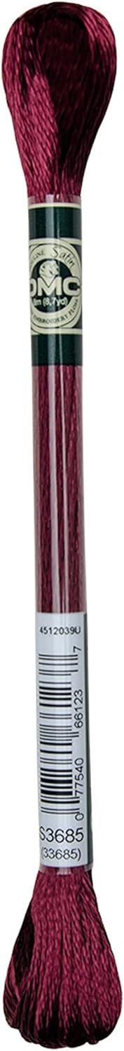 DMC 1008F-S3685 Shiny Radiant Satin Floss, Dark Mauve, 8.7-Yard