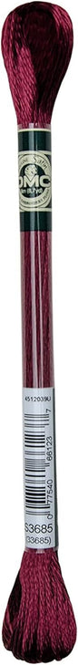 DMC 1008F-S3685 Shiny Radiant Satin Floss, Dark Mauve, 8.7-Yard