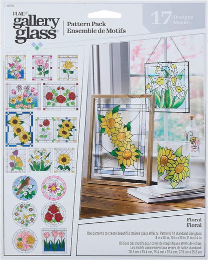Gallery Glass, Floral 3 Piece Pattern Set Perfect for Stained Glass DIY Arts and Crafts, 19736