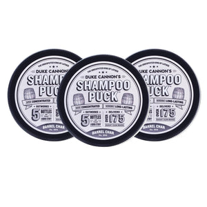 Duke Cannon Supply Co. Shampoo Puck for Men Barrel Char No. 004 Multi-Pack - Eco Friendly, Plastic Free, Solid Shampoo, Super Concentrated, Long-Lasting, TSA Approved, Sulfate-free, 4.5 oz (3 Pack)