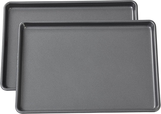 Wilton Easy Layers Sheet Cake Pan, 2-Piece Set, Rectangle Steel Sheet Pan, Charcoal