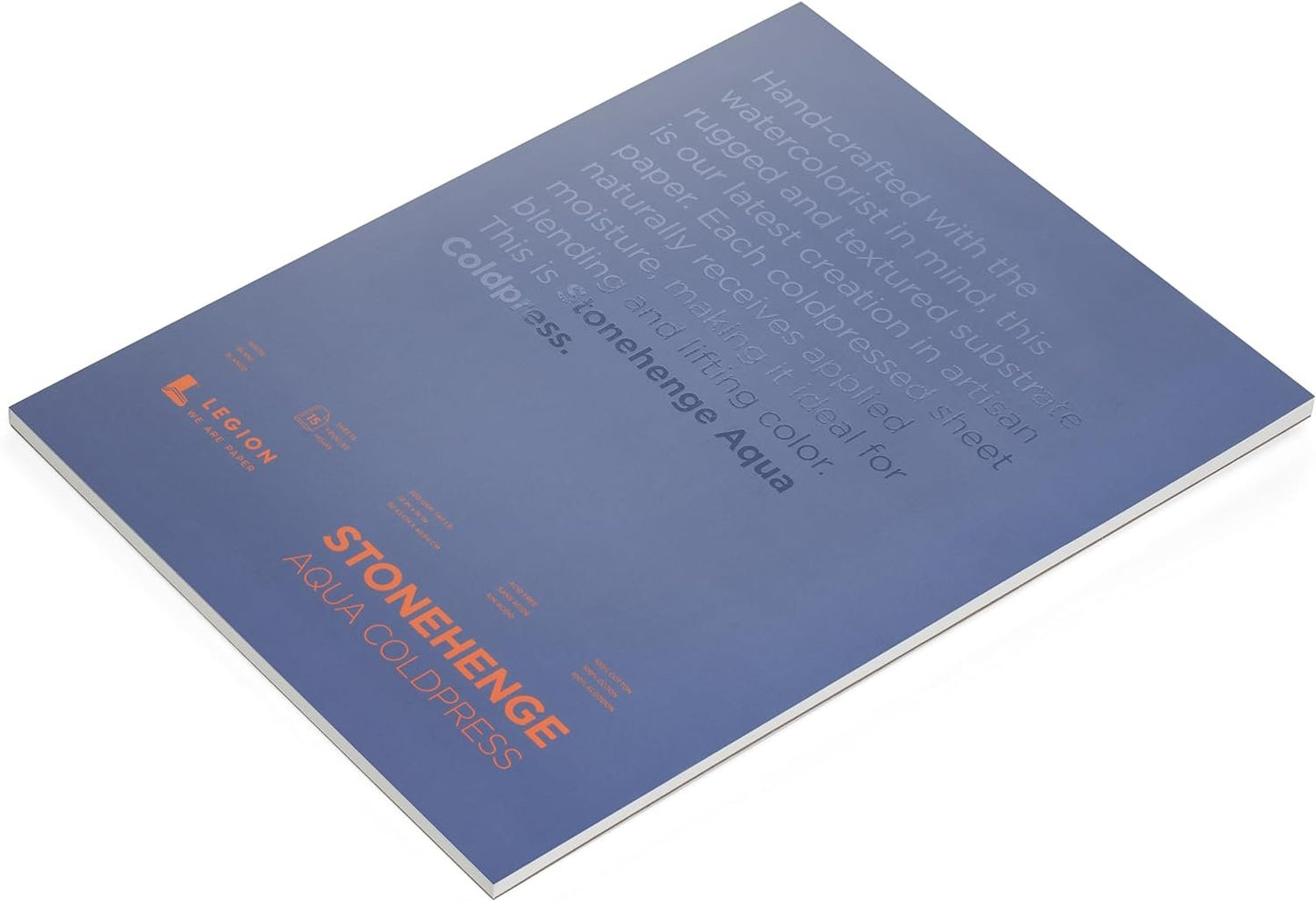 Stonehenge Aqua White Medium Weight Block, 140lb, Coldpress, 12 x 16 Inches, 15 Sheets for Wet and Dry Media