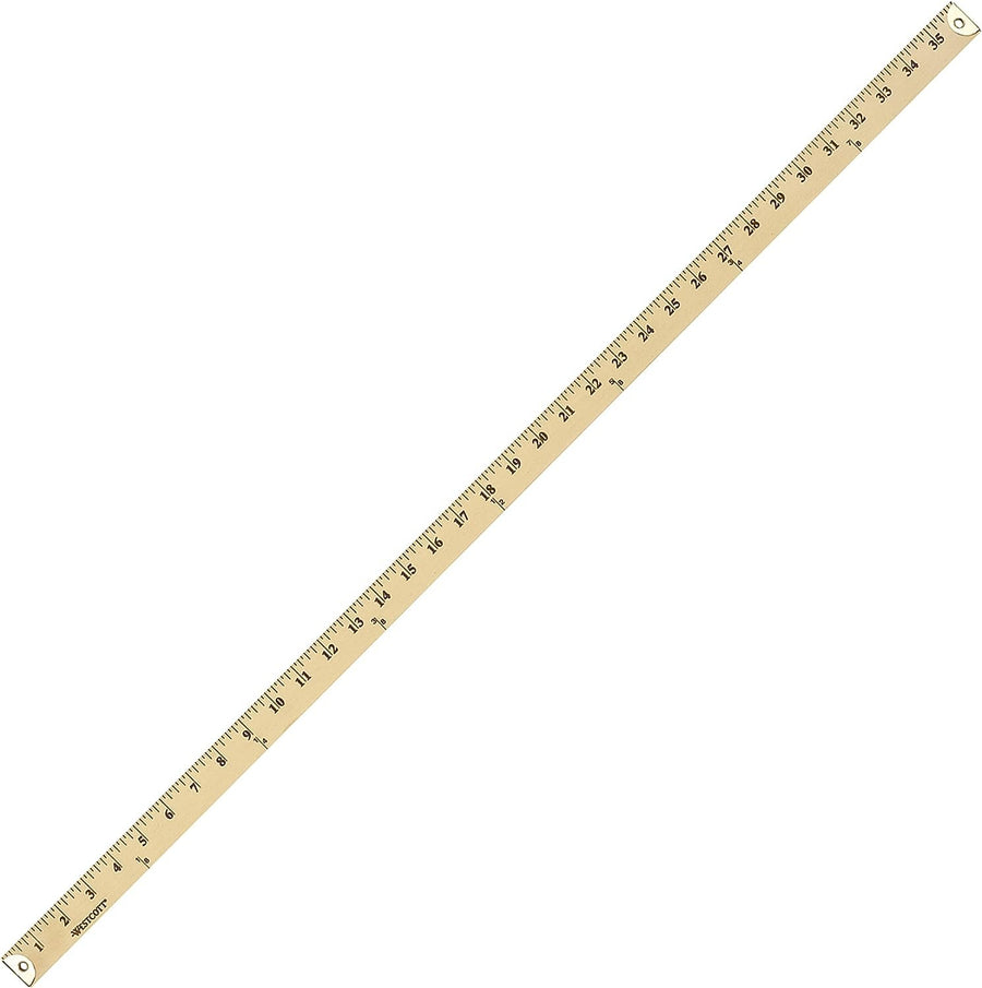 Westcott 10425 Wooden Yardstick with Brass Ends and Hang Holes, Clear Lacquer Finish