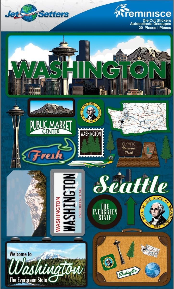 Reminisce JST-046 Jet Setters 2 3-Dimensional Sticker, Washington