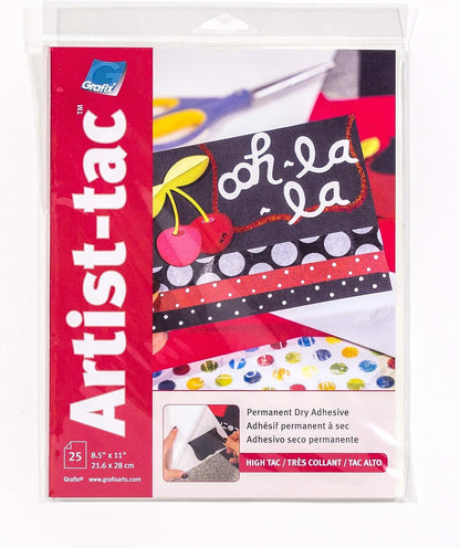 Grafix Artist-Tac Micro Adhesive Dot - Permanent Micro Adhesive Dots are A Quick, Mess-Free Mounting Option for Arts, Crafts, Papercrafts, School Projects, Stationary, and More, 8.5 x 11", 25 Pack, White, (KATP811)