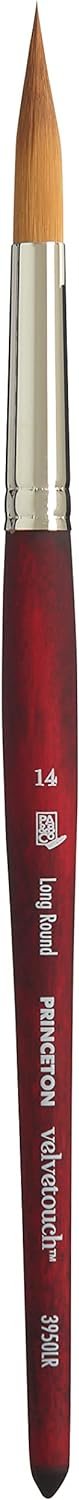 Princeton Velvetouch, Series 3950, Paint Brush for Acrylic, Oil and Watercolor, Long Round, 14