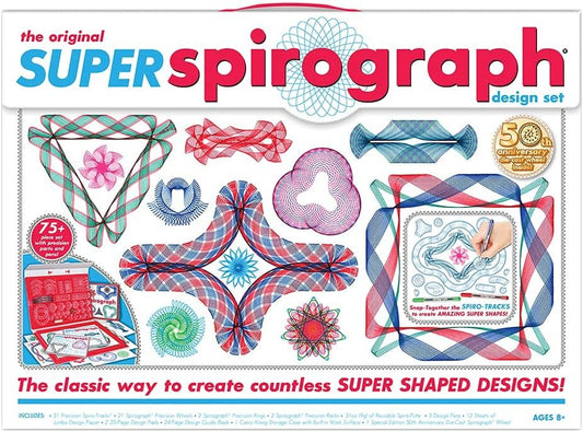 Kahootz Super Spirograph Design Set-- 50th Anniversary Edition with Twice as Many Gears -- For Ages 8+, Multi