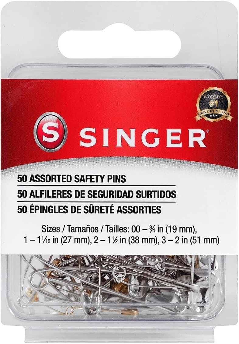 SINGER 00225 Assorted Safety Pins, Multisize, 50-Count