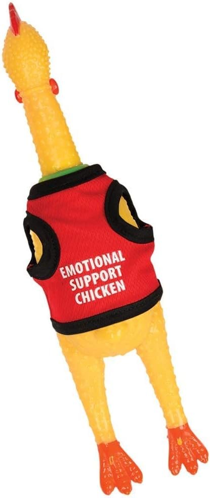 Archie McPhee Multicolor Rubber Emotional Support Chicken Play Figure - 13 Inch, No Assembly Required