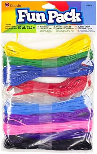 Cousin DIY Fun Packs 80 Yard Multi-Craft Lace Lanyard String, 10 Colors, One Size