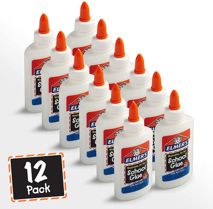 Elmers Liquid School Glue, Slime Glue & Craft Glue | Washable, 4 Ounces Each, 12 Count, Great for Making Slime
