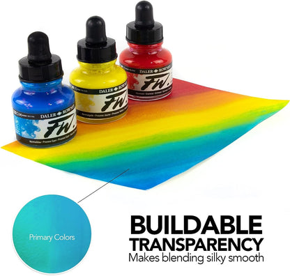 Daler-Rowney FW Acrylic Ink Bottle Peach Pink - Versatile Acrylic Drawing Ink for Artists and Students - Permanent Calligraphy Ink - Archival Ink for Illustrating and More