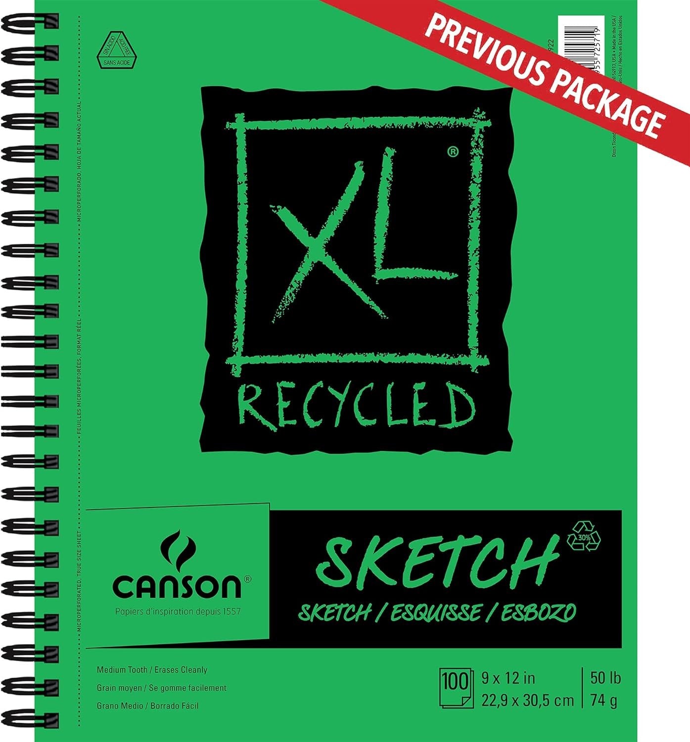 Canson XL Series Paper Sketch Pad for Charcoal, Pencil and Pastel, Top Wire Bound, 50 Pound, 9 x 12 Inch, 100 Sheets