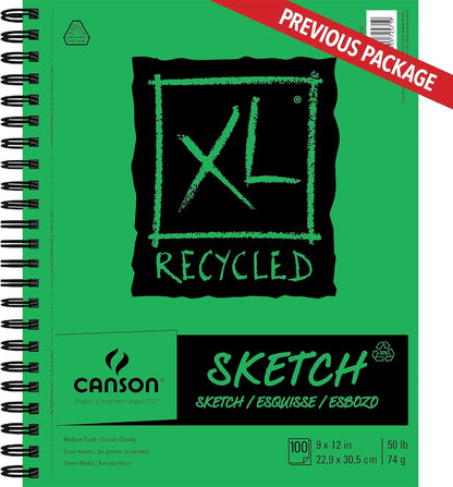 Canson XL Series Paper Sketch Pad for Charcoal, Pencil and Pastel, Top Wire Bound, 50 Pound, 9 x 12 Inch, 100 Sheets