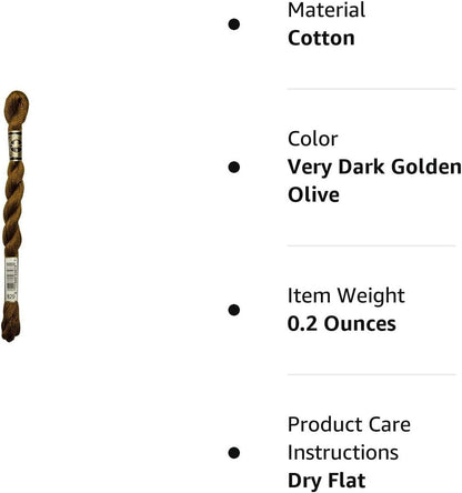 DMC 115 5-829 Pearl Cotton Thread, Very Dark Golden Olive, Size 5