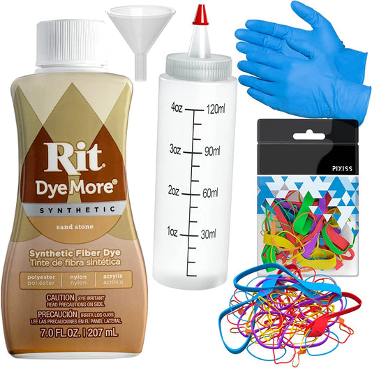 Synthetic Rit Dye More Liquid Fabric Dye - Ultimate Synthetic Rit Dye DyeMore Accessories Kit - Available in Multiple Colors - 7 Ounces - Sand Stone