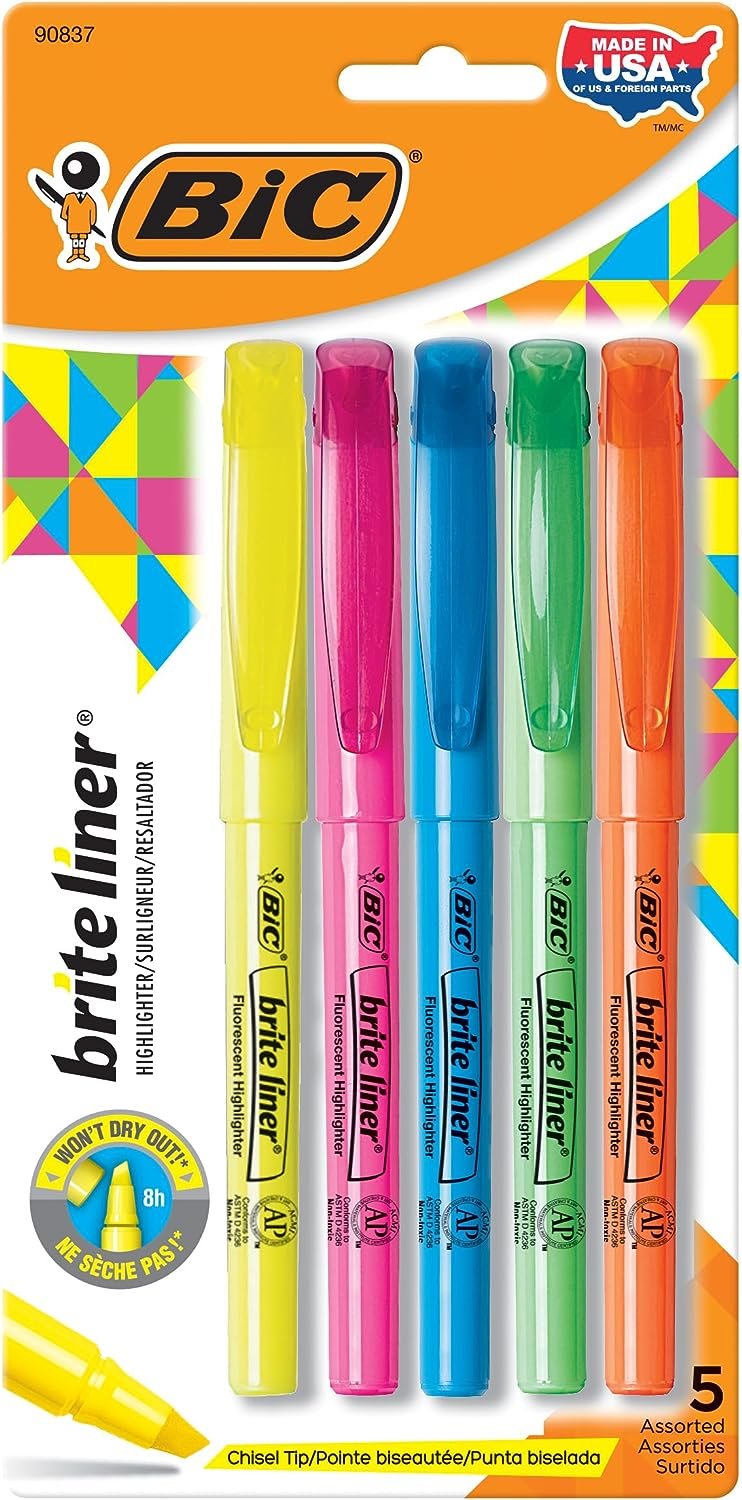 BIC Brite Liner Highlighters Ideal Highlighter Set for Organizing