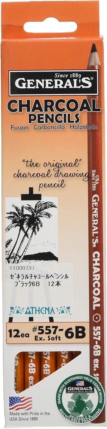 General Charcoal Pencil 557-6B Box of 12