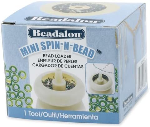 Beadalon Spin N Bead Jewelry Making Tool Wood Bead Bowl - Includes a Curved Needle for Easy Bead Stringing