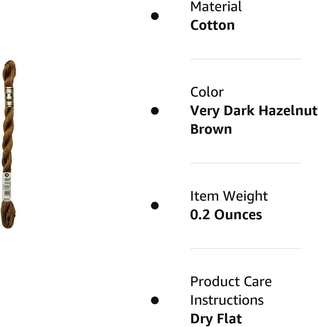 DMC 115 5-869 Pearl Cotton Thread, Very Dark Hazelnut Brown, Size 5