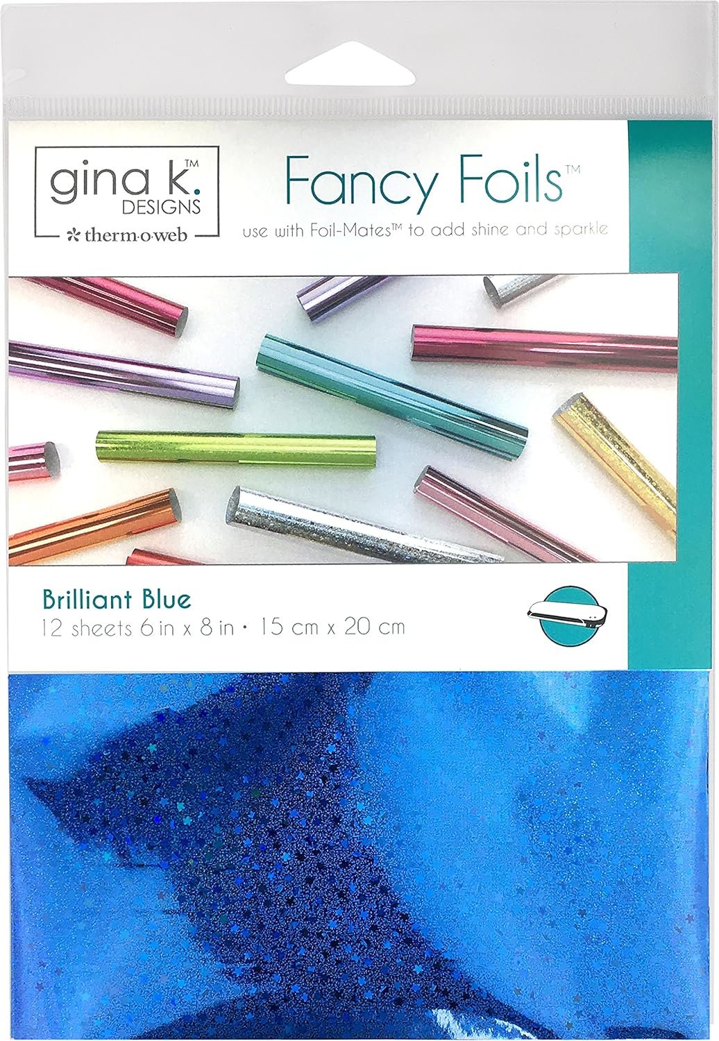 Gina K Designs Fancy Foil 6"X8" 12/Pkg-Brilliant Blue Holographic