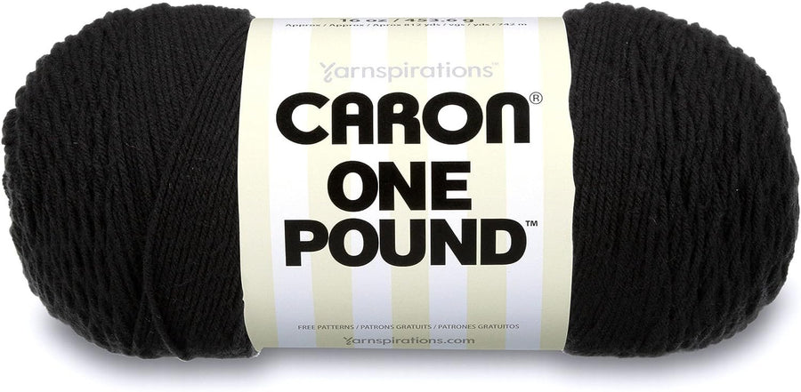 Caron One Pound Solids Yarn, 16oz, Gauge 4 Medium, 100% Acrylic - Black- For Crochet, Knitting & Crafting ( 1 Piece )