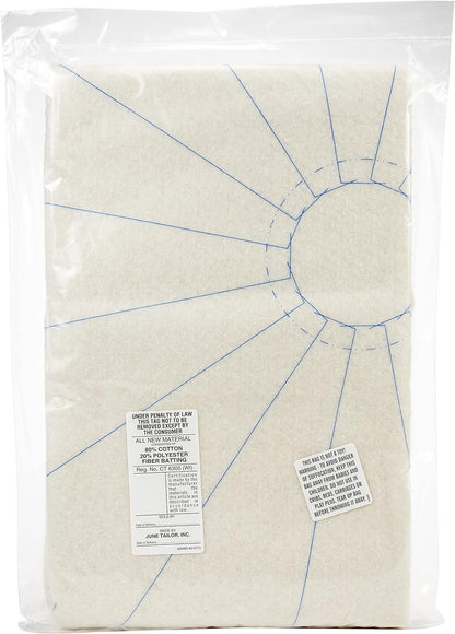 June Tailor Quilt As You Go Tree Skirt Printed batting, White, Large
